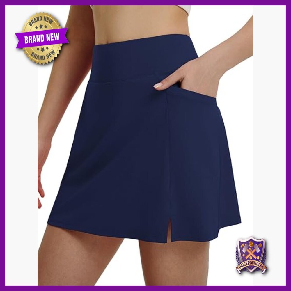 High Waisted 16" Athletic Skort with 5 Pockets, UPF50+, Stretchy